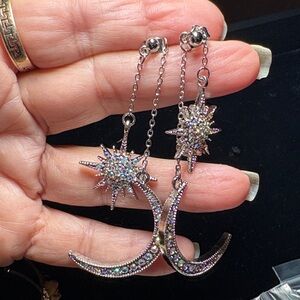 Kirk Folly Celestial Silver Earrings Can Be Worn 3 Ways.